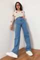 Likralı Düz Mavi Süper Yüksek Bel Salaş Jeans Palazzo Pantolon. (süper Yüksek) Wide Leg Likralı Düz Mavi Süper Yüksek Bel Salaş Jeans Palazzo Pantolon. (süper Yüksek) Wide Leg