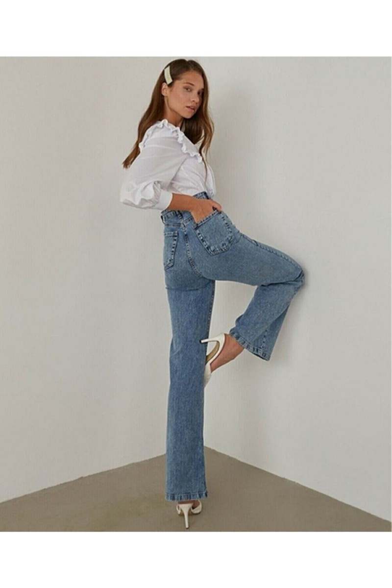 All Star Orta Kar Likralı Kadın Mavi Süper Yüksek Bel Salaş Paça Denim Kot Palazzo Pantolon All Star Orta Kar Likralı Kadın Mavi Süper Yüksek Bel Salaş Paça Denim Kot Palazzo Pantolon