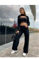Siyah Likralı Süper Yüksek Bel Salaş Düz Detay Jeans Palazzo Pantolon( Süper Yüksek ) Wide Leg. Siyah Likralı Süper Yüksek Bel Salaş Düz Detay Jeans Palazzo Pantolon( Süper Yüksek ) Wide Leg.