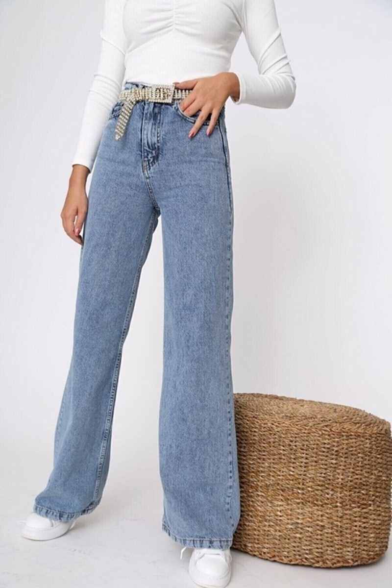 All Star Orta Kar Kar Likralı Kadın Mavi Süper Yüksek Bel Salaş Paça Denim Kot Palazzo Pantolon All Star Orta Kar Kar Likralı Kadın Mavi Süper Yüksek Bel Salaş Paça Denim Kot Palazzo Pantolon