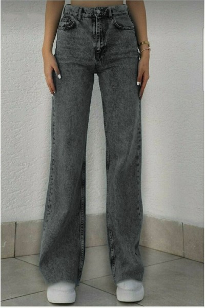 Füme Likralı Süper Yüksek Bel Salaş Jean Pantolon. (süper Yüksek.) Wide Leg.