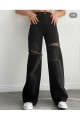 Hot Women Likralı Salaş Kadın Sşyah Yırtık Süper Yüksek Bel Salaş Paça Denim Kot Pantolon Hot Women Likralı Salaş Kadın Sşyah Yırtık Süper Yüksek Bel Salaş Paça Denim Kot Pantolon