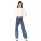 Koyu Mavi Likralı Süper Yüksek Bel Salaş Jeans Palazzo Pantolon. (süper Yüksek) Wide Leg