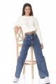 Koyu Mavi Likralı Süper Yüksek Bel Salaş Jeans Palazzo Pantolon. (süper Yüksek) Wide Leg Koyu Mavi Likralı Süper Yüksek Bel Salaş Jeans Palazzo Pantolon. (süper Yüksek) Wide Leg