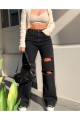 Extra Yüksek A.c.a.i.p S.o.l.m.a.z Siyah Salaş Yırtık Jeans Palazzo Pantolon (süper Yüksek Solmayan) Extra Yüksek A.c.a.i.p S.o.l.m.a.z Siyah Salaş Yırtık Jeans Palazzo Pantolon (süper Yüksek Solmayan)