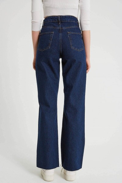 90 s Koyu Mavi Likralı Süper Yüksek Bel Salaş Jeans Palazzo Pantolon. (süper Yüksek) Wide Leg