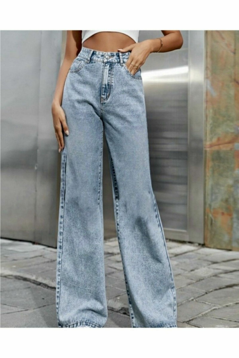 Loa 90 s Likralı Kadın Mavi Kar Süper Yüksek Bel Salaş Paça Denim Kot Palazzo Pantolon Loa 90 s Likralı Kadın Mavi Kar Süper Yüksek Bel Salaş Paça Denim Kot Palazzo Pantolon
