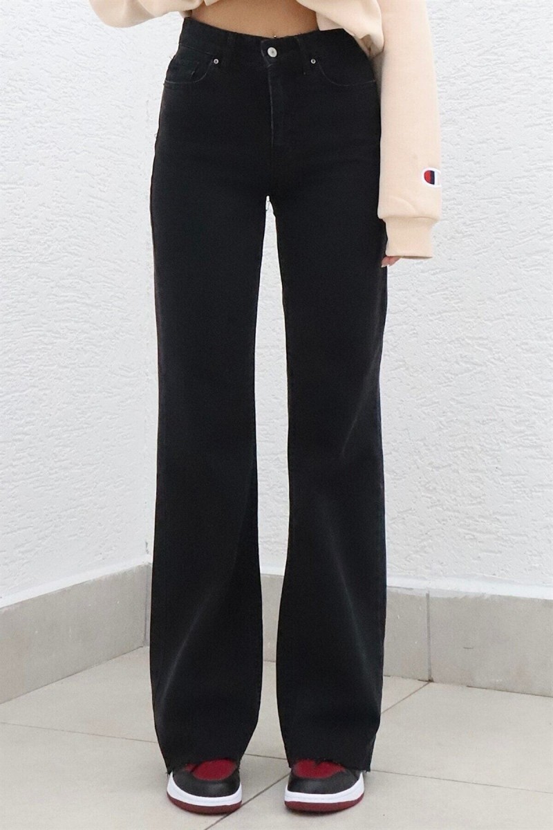 Extra Yüksek A.c.a.i.p S.o.l.m.a.z Siyah Salaş Jeans Palazzo Pantolon (süper Yüksek Solmayan) Extra Yüksek A.c.a.i.p S.o.l.m.a.z Siyah Salaş Jeans Palazzo Pantolon (süper Yüksek Solmayan)