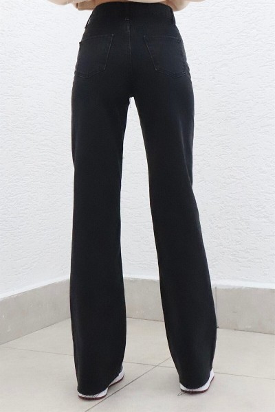 Extra Yüksek A.c.a.i.p S.o.l.m.a.z Siyah Salaş Jeans Palazzo Pantolon (süper Yüksek Solmayan)