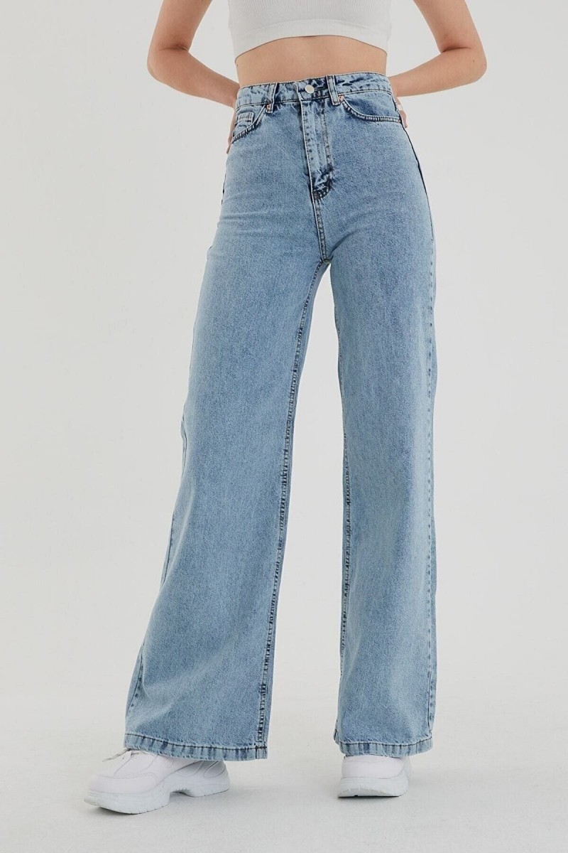 Juli 90 s Likralı Kadın Mavi Kar Süper Yüksek Bel Salaş Paça Denim Kot Palazzo Pantolon Juli 90 s Likralı Kadın Mavi Kar Süper Yüksek Bel Salaş Paça Denim Kot Palazzo Pantolon
