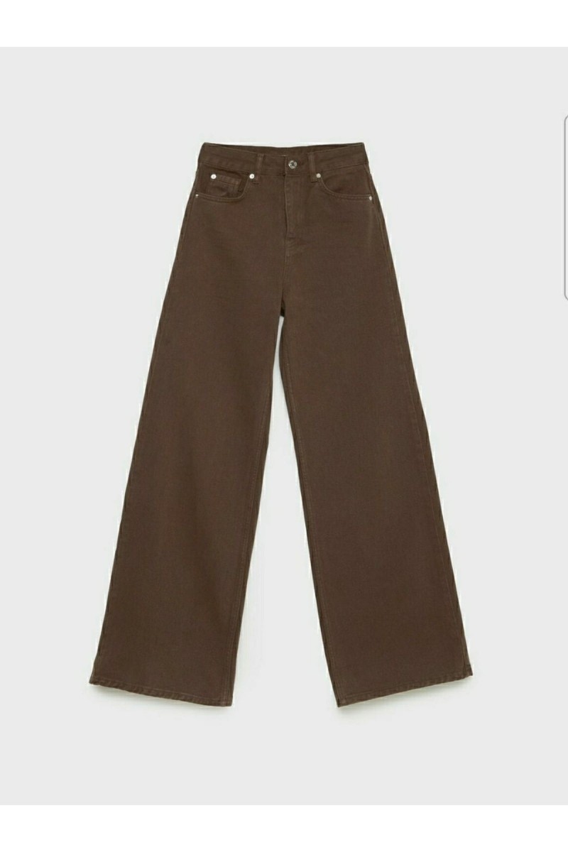 Kahverengi Likralı Süper Yüksek Bel Salaş Jeans Palazzo Pantolon. (süper Yüksek) Wide Leg Kahverengi Likralı Süper Yüksek Bel Salaş Jeans Palazzo Pantolon. (süper Yüksek) Wide Leg