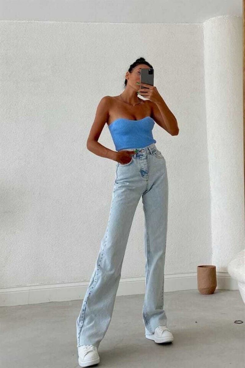 90 s Mavi Buz Kar Yıkama Extra Yüksek Bel Palazzo Salaş Jean Pantolon 90 s Mavi Buz Kar Yıkama Extra Yüksek Bel Palazzo Salaş Jean Pantolon