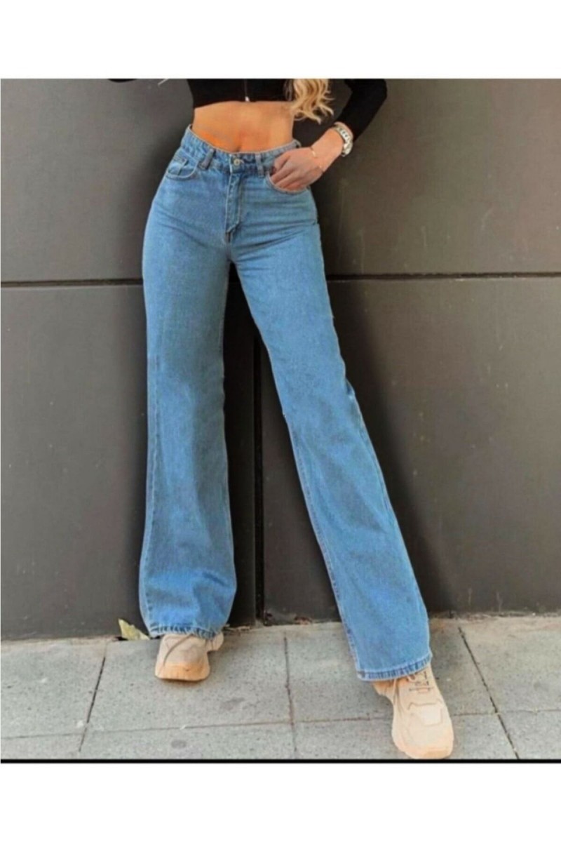 Orta Mavi Power Likralı Yırtık Süper Yüksek Bel Salaş Jeans Palazzo Pantolon Orta Mavi Power Likralı Yırtık Süper Yüksek Bel Salaş Jeans Palazzo Pantolon