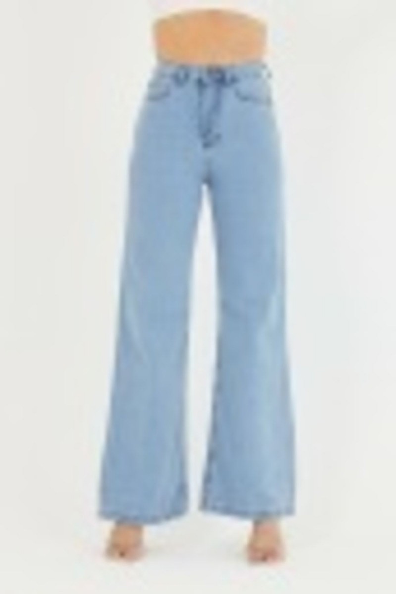 Buz Mavisi Power Likralı Süper Yüksek Bel Salaş Jeans Palazzo Pantolon Buz Mavisi Power Likralı Süper Yüksek Bel Salaş Jeans Palazzo Pantolon