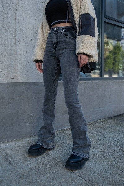 Lina Füme Ispanyol Paça Likralı Flare Jeans Kot Pantolon Toparlayıcı
