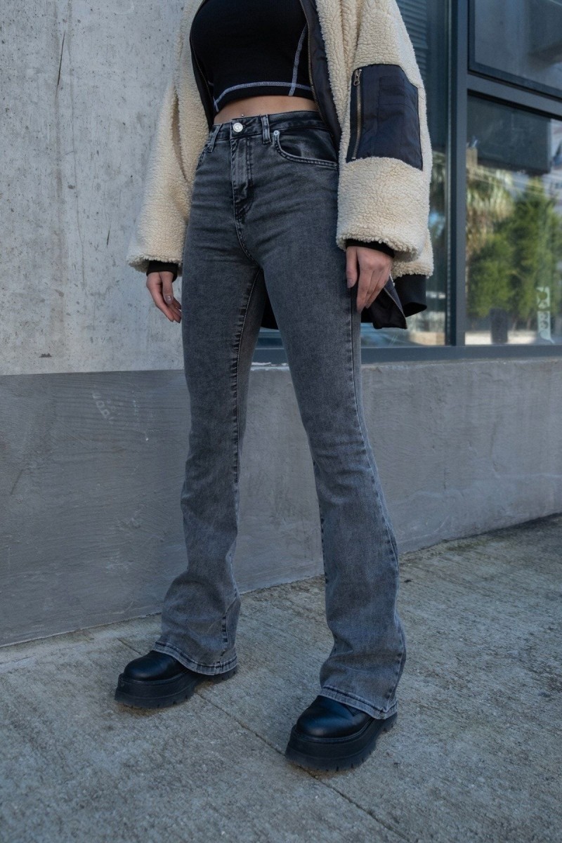 Lina Füme Ispanyol Paça Likralı Flare Jeans Kot Pantolon Toparlayıcı