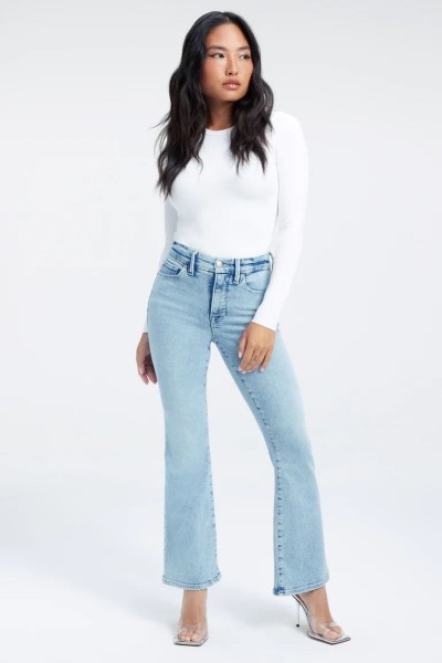 Lina Kar Yıkama Mavi Ispanyol Paça Likralı Flare Jeans Kot Pantolon Toparlayıcı