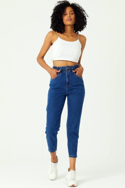 Kadın Orta Mavi Mom Jeans