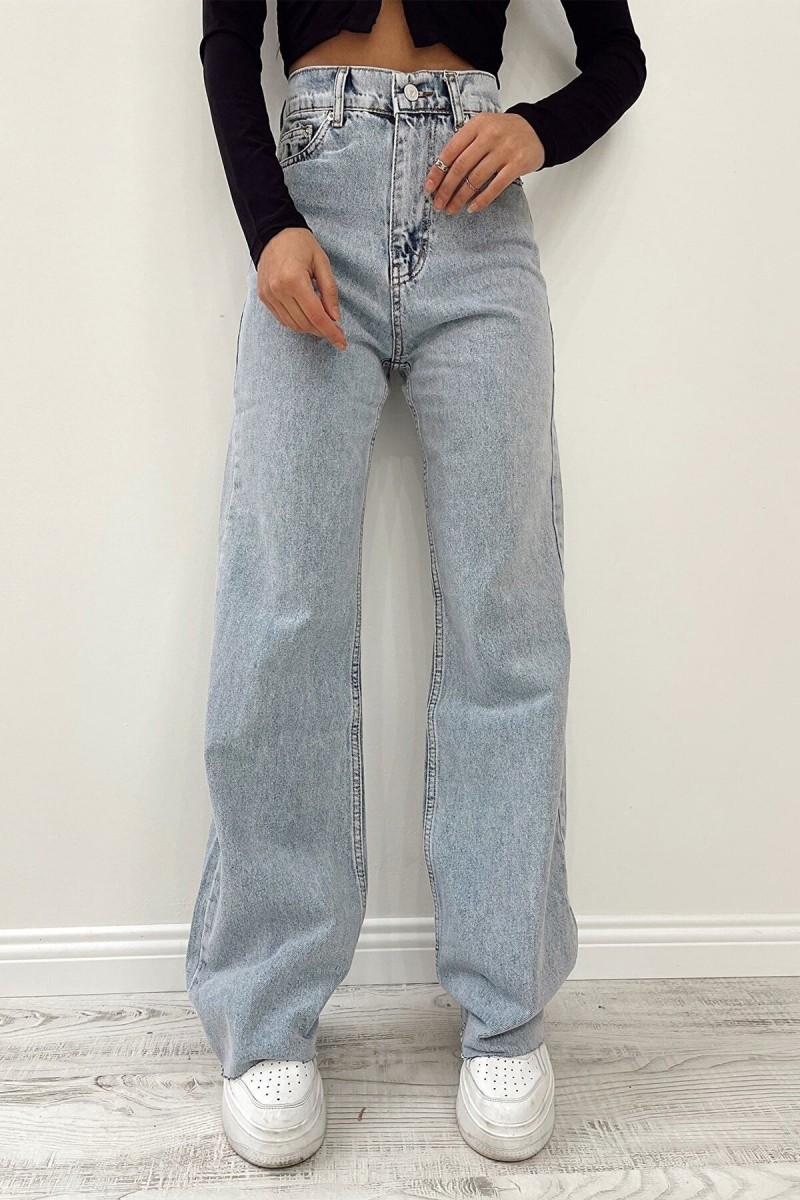 Penelope Likralı Kadın Mavi Kar Süper Yüksek Bel Salaş Paça Denim Kot Palazzo Pantolon Penelope Likralı Kadın Mavi Kar Süper Yüksek Bel Salaş Paça Denim Kot Palazzo Pantolon