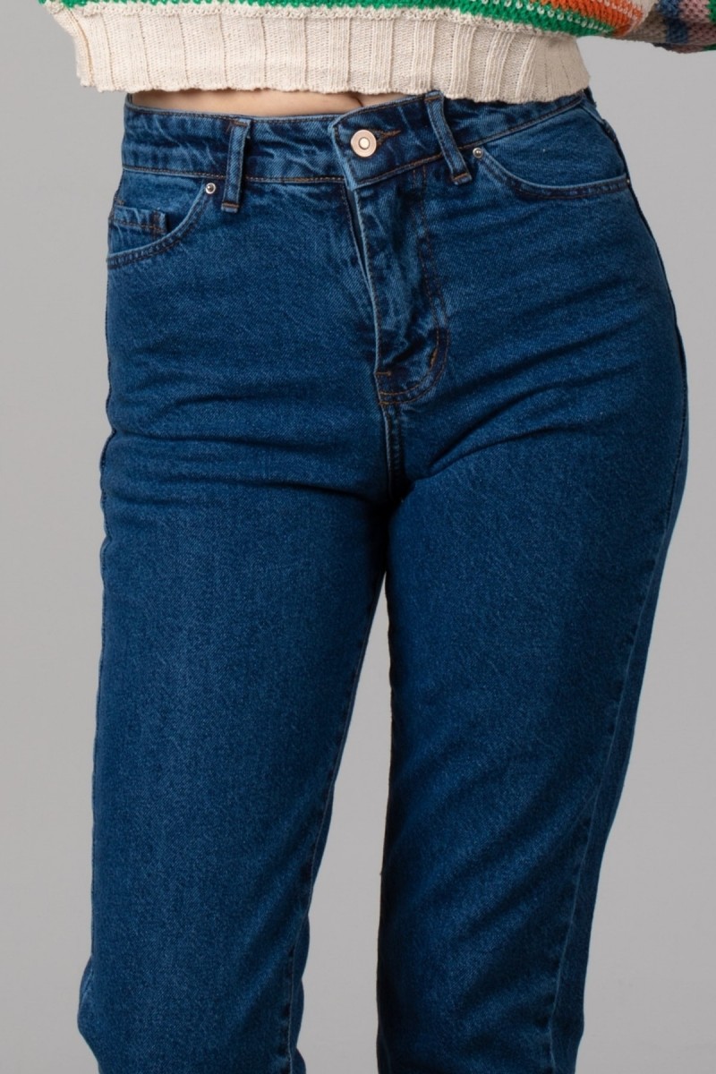 Koyu Mavi More Sustainable Yüksek Bel Mom Jeans