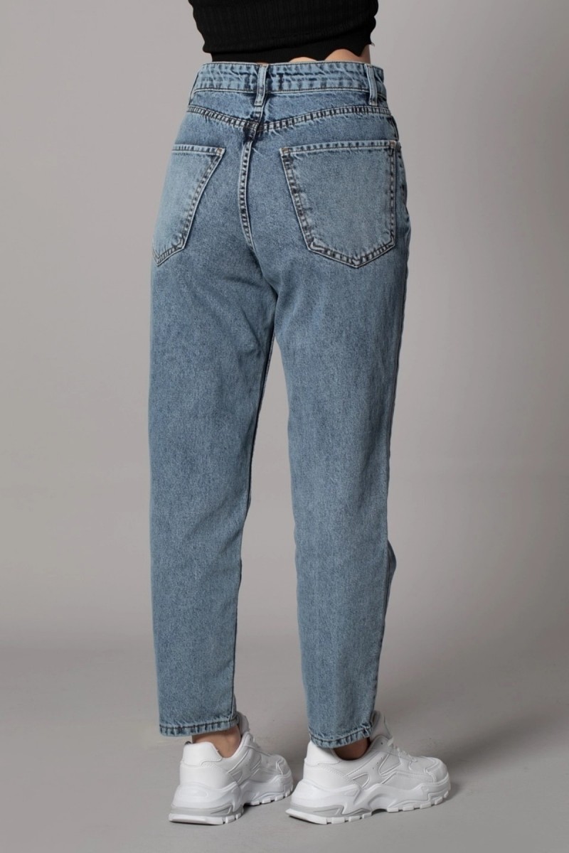 Mavi Orta Kar More Likely Yüksek Bel Mom Jeans