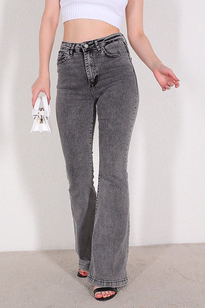 Zoe Füme Ispanyol Paça Kot Pantolon Yüksek Bel Ispanyol Jeans Toparlayıcı( Extra Rahat)