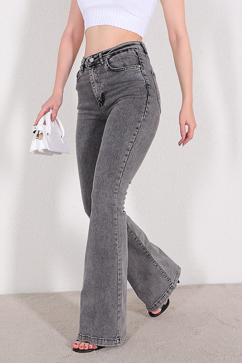 Zoe Füme Ispanyol Paça Kot Pantolon Yüksek Bel Ispanyol Jeans Toparlayıcı( Extra Rahat)