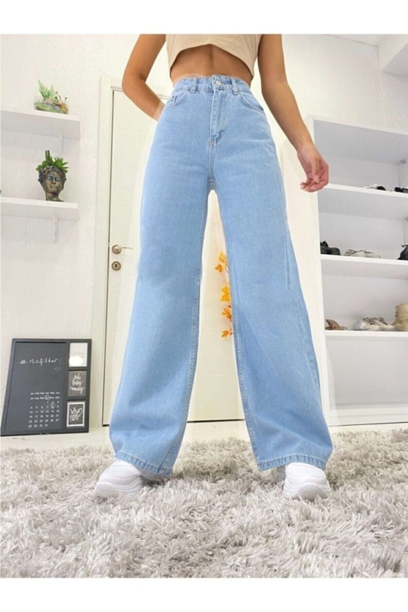 Jass 90 s Solmaz Buz Mavi Likralı Süper Yüksek Bel Salaş Jean Pantolon. (süper Yüksek.) Wide Leg. Jass 90 s Solmaz Buz Mavi Likralı Süper Yüksek Bel Salaş Jean Pantolon. (süper Yüksek.) Wide Leg.