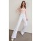 Beyaz Süper Yüksek Bel Salaş Düz Detay Jeans Palazzo Pantolon( Süper Yüksek ) Wide Leg.