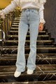 Miya Ispanyol Mavi Kar Yıkama Ispanyol Paça Kot Pantolon Yüksek Bel Jeans Toparlayıcı( Extra Rahat)