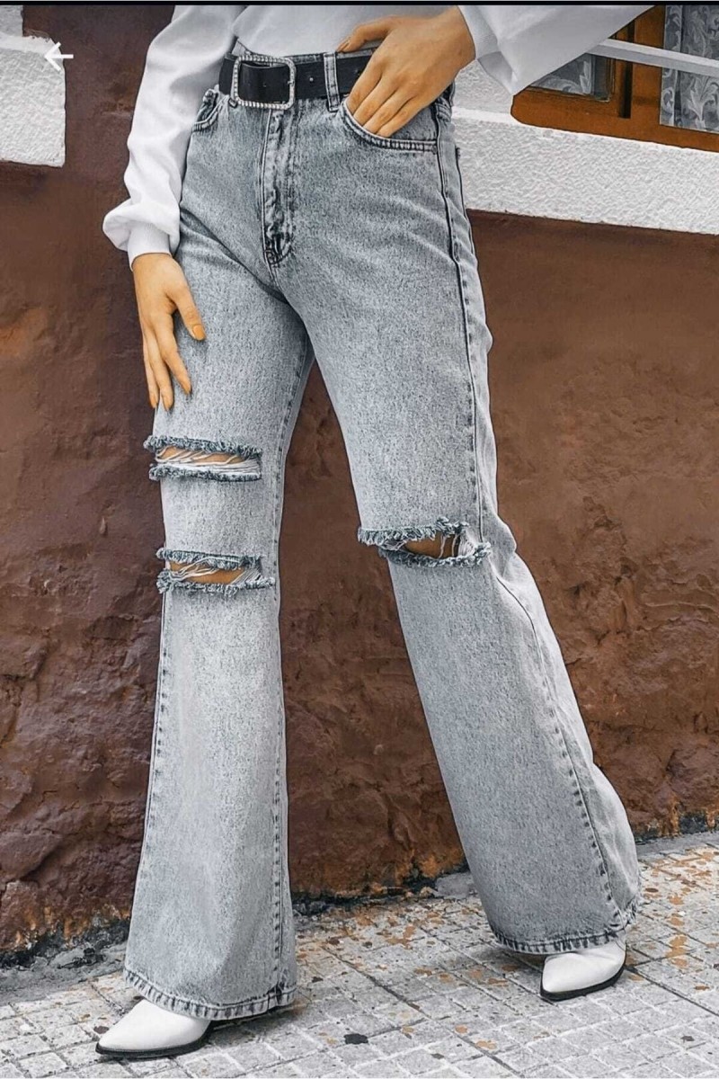 Yırtık S.o.l.m.a.z Mavi Kar Yıkama Süper Yüksek Bel Salaş Jean Pantolon. (süper Yüksek) Wide Leg Yırtık S.o.l.m.a.z Mavi Kar Yıkama Süper Yüksek Bel Salaş Jean Pantolon. (süper Yüksek) Wide Leg