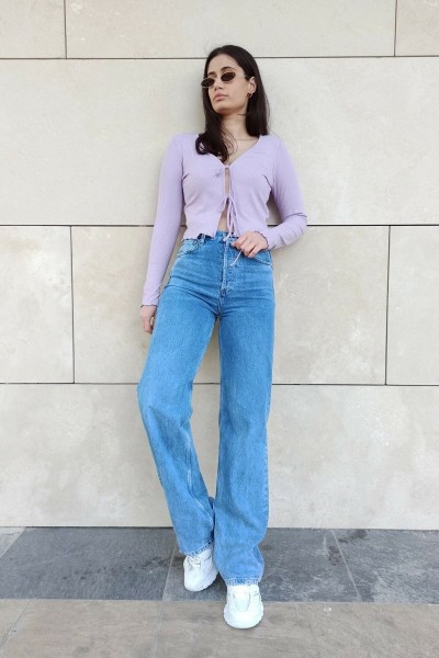 Extra Yüksek A.c.a.i.p S.o.l.m.a.z Mavi Salaş Jeans Palazzo Pantolon (süper Yüksek )