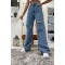 Yırtık S.o.l.m.a.z Mavi Likralı Süper Yüksek Bel Salaş Jean Pantolon. (süper Yüksek) Wide Leg