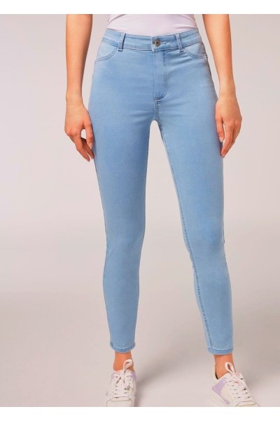 Açık Mavi (buz Mavisi) Likralı Yüksek Bel Skinny Jeans (toparlayıcı)