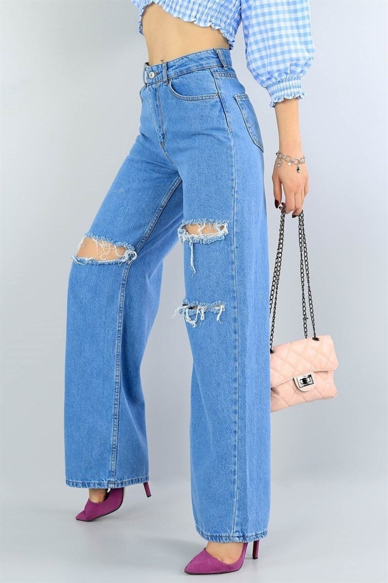 Maria Extra Süper Yüksek Açık Mavi Salaş Yırtık Jean Pantolon ( Solmayan) Wide Leg Drslspaca 2 Maria Extra Süper Yüksek Açık Mavi Salaş Yırtık Jean Pantolon ( Solmayan) Wide Leg Drslspaca 2