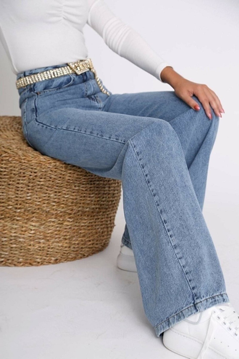 All Star Orta Kar Kar Likralı Kadın Mavi Süper Yüksek Bel Salaş Paça Denim Kot Palazzo Pantolon All Star Orta Kar Kar Likralı Kadın Mavi Süper Yüksek Bel Salaş Paça Denim Kot Palazzo Pantolon