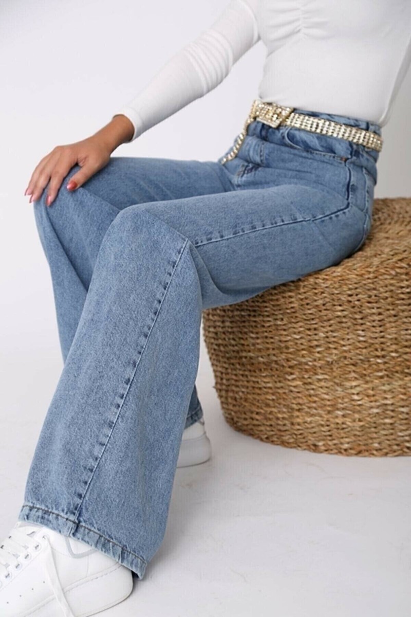All Star Orta Kar Kar Likralı Kadın Mavi Süper Yüksek Bel Salaş Paça Denim Kot Palazzo Pantolon All Star Orta Kar Kar Likralı Kadın Mavi Süper Yüksek Bel Salaş Paça Denim Kot Palazzo Pantolon