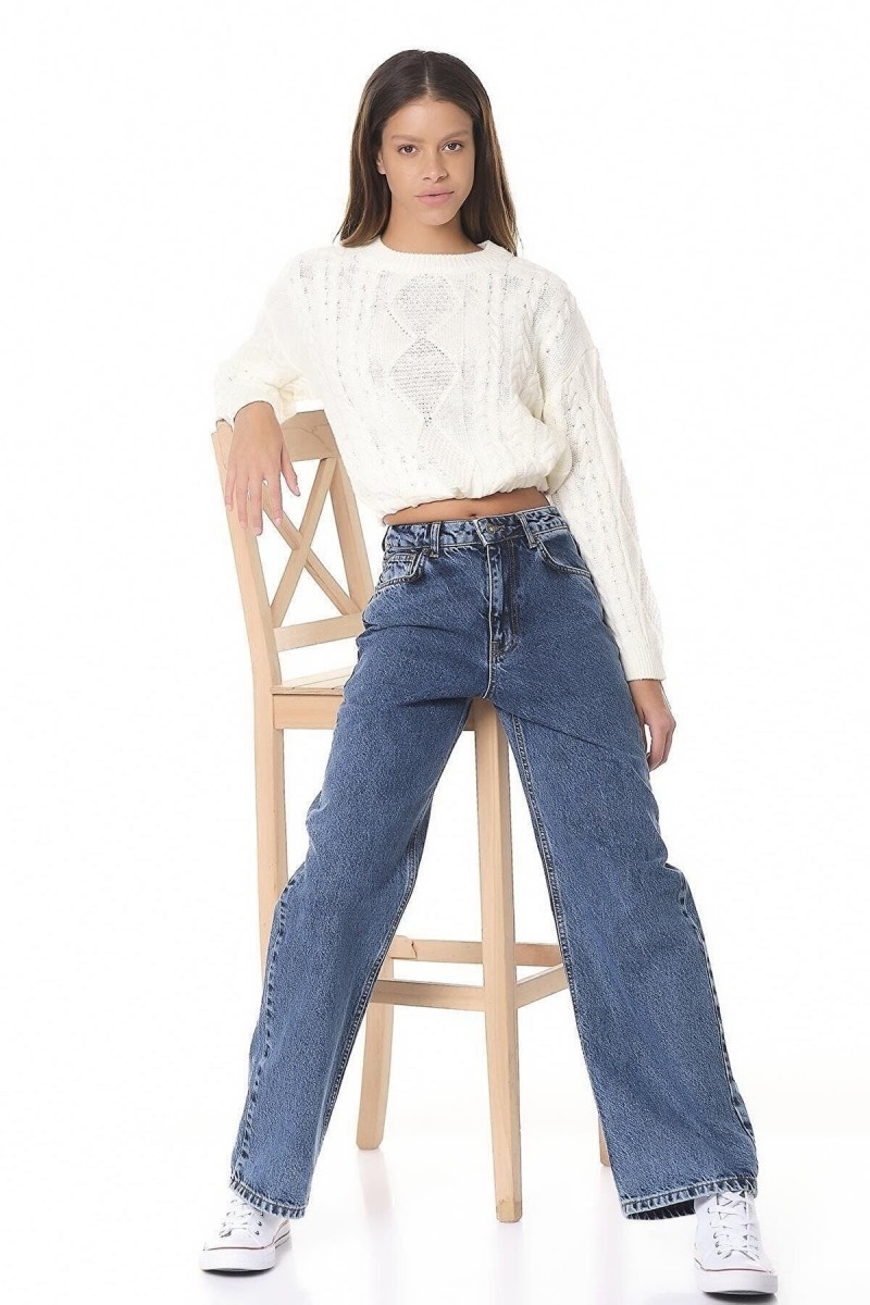 Koyu Mavi Likralı Süper Yüksek Bel Salaş Jeans Palazzo Pantolon. (süper Yüksek) Wide Leg Koyu Mavi Likralı Süper Yüksek Bel Salaş Jeans Palazzo Pantolon. (süper Yüksek) Wide Leg