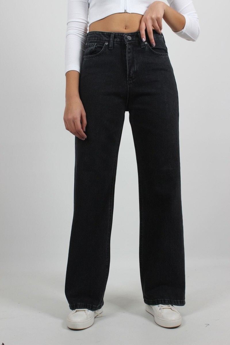 Siyah Yüksek Bel Salaş Salaş Paça Palazzo Jeans Siyah Yüksek Bel Salaş Salaş Paça Palazzo Jeans