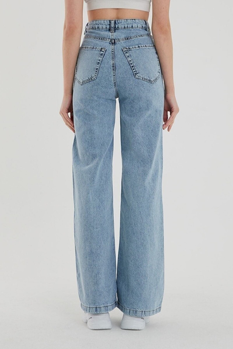 All Star Açık Kar Likralı Kadın Mavi Süper Yüksek Bel Salaş Paça Denim Kot Palazzo Pantolon All Star Açık Kar Likralı Kadın Mavi Süper Yüksek Bel Salaş Paça Denim Kot Palazzo Pantolon
