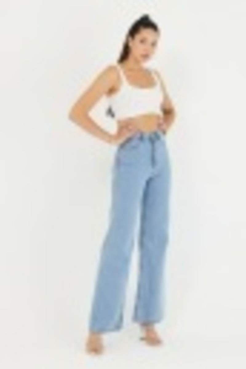 Buz Mavisi Power Likralı Süper Yüksek Bel Salaş Jeans Palazzo Pantolon Buz Mavisi Power Likralı Süper Yüksek Bel Salaş Jeans Palazzo Pantolon