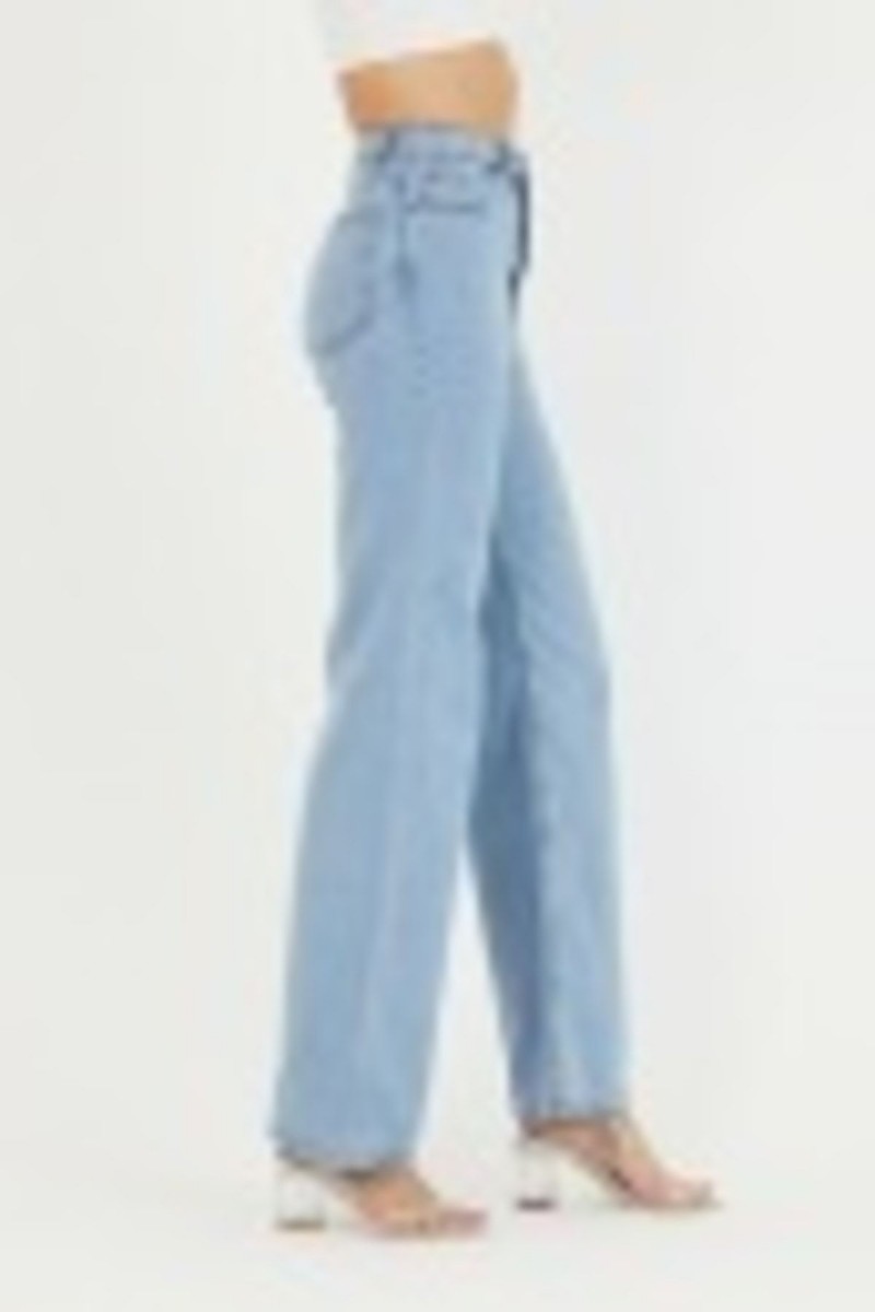 Buz Mavisi Power Likralı Süper Yüksek Bel Salaş Jeans Palazzo Pantolon Buz Mavisi Power Likralı Süper Yüksek Bel Salaş Jeans Palazzo Pantolon