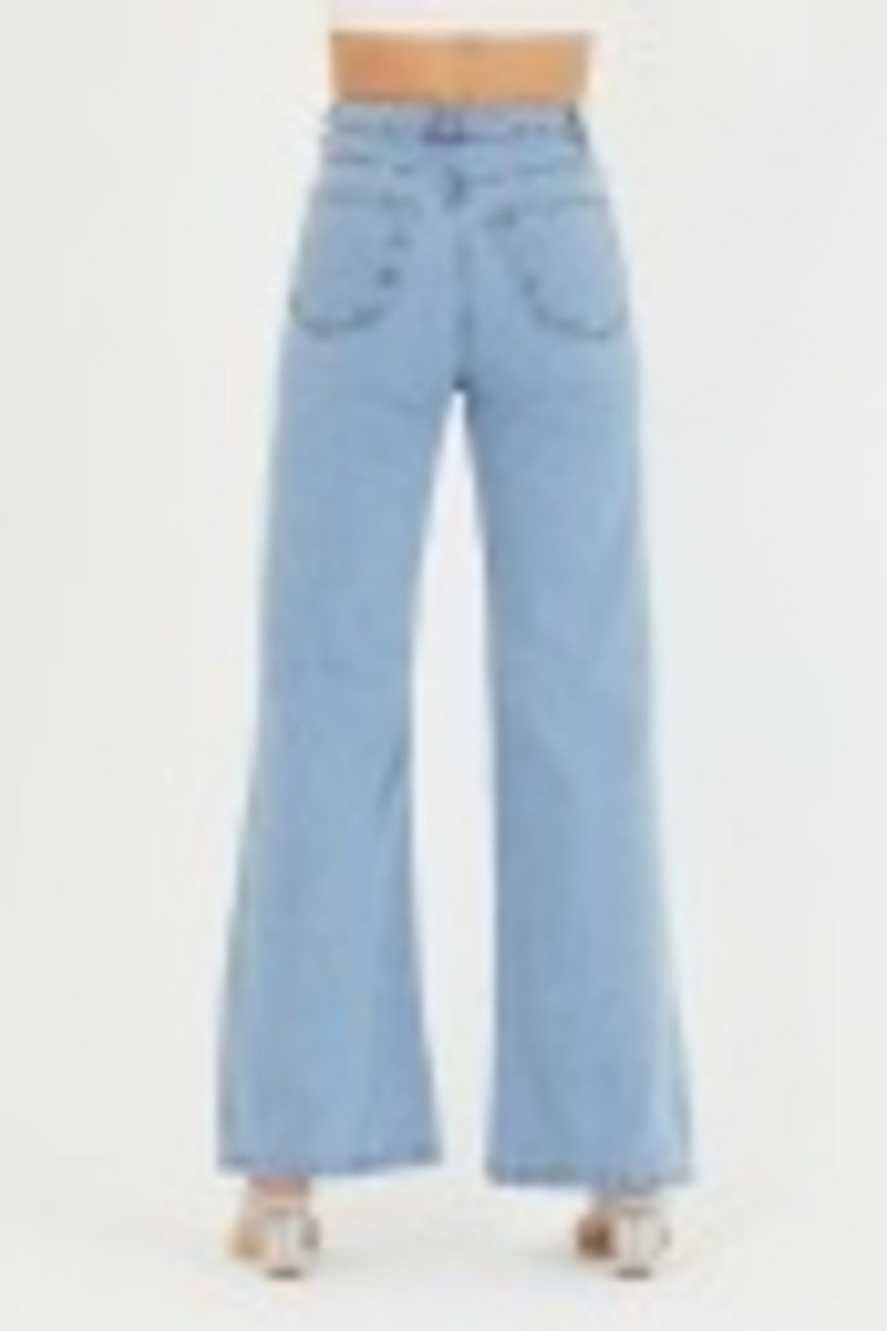 Buz Mavisi Power Likralı Süper Yüksek Bel Salaş Jeans Palazzo Pantolon Buz Mavisi Power Likralı Süper Yüksek Bel Salaş Jeans Palazzo Pantolon
