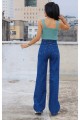Blue 90 s Orta Koyu Mavi Likralı Süper Extra Yüksek Bel Palazzo Salaş Jean Pantolon Blue 90 s Orta Koyu Mavi Likralı Süper Extra Yüksek Bel Palazzo Salaş Jean Pantolon