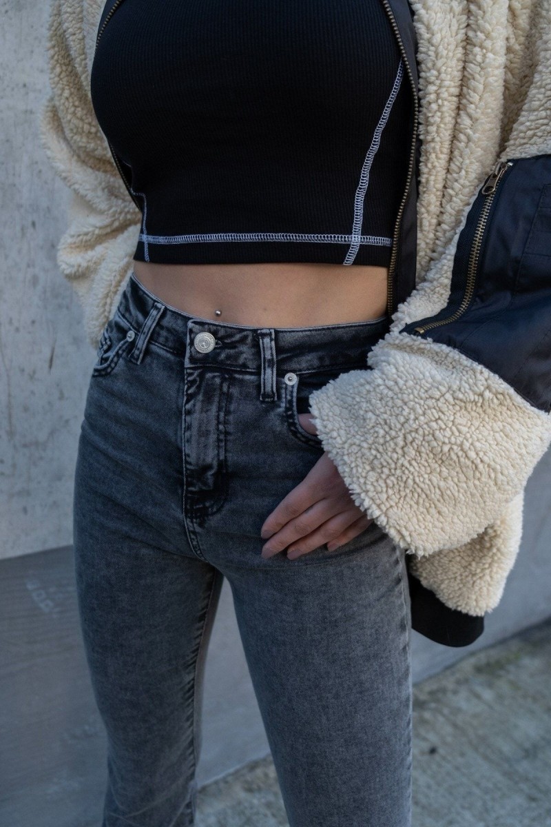 Lina Füme Ispanyol Paça Likralı Flare Jeans Kot Pantolon Toparlayıcı