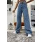 Likralı Mavi Kar Yıkama Süper Yüksek Bel Salaş Jeans Palazzo Pantolon. (süper Yüksek) Wide Leg