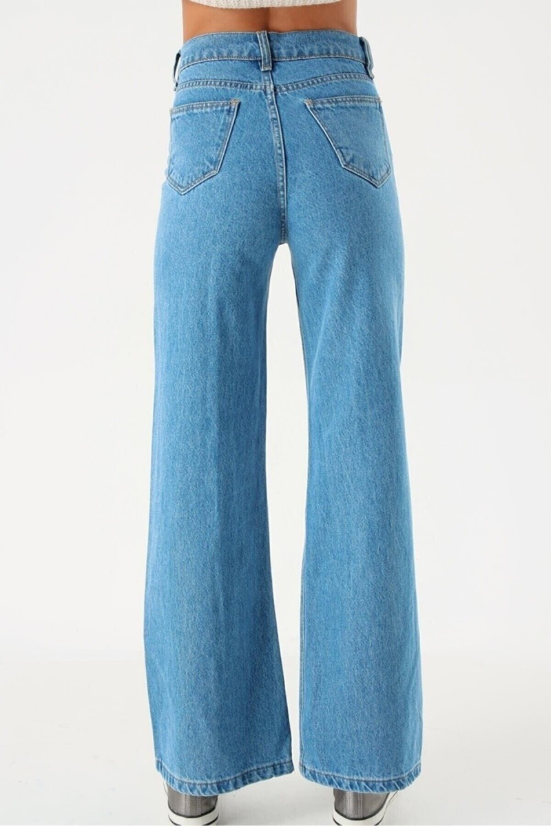 Luiz Likralı 90 s Kadın Mavi Süper Yüksek Bel Salaş Paça Denim Kot Palazzo Pantolon Luiz Likralı 90 s Kadın Mavi Süper Yüksek Bel Salaş Paça Denim Kot Palazzo Pantolon