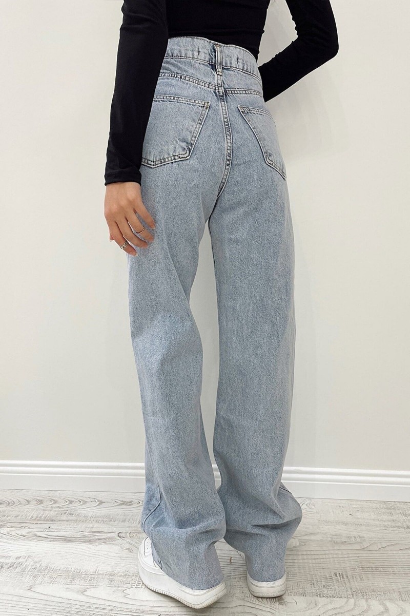 Penelope Likralı Kadın Mavi Kar Süper Yüksek Bel Salaş Paça Denim Kot Palazzo Pantolon Penelope Likralı Kadın Mavi Kar Süper Yüksek Bel Salaş Paça Denim Kot Palazzo Pantolon