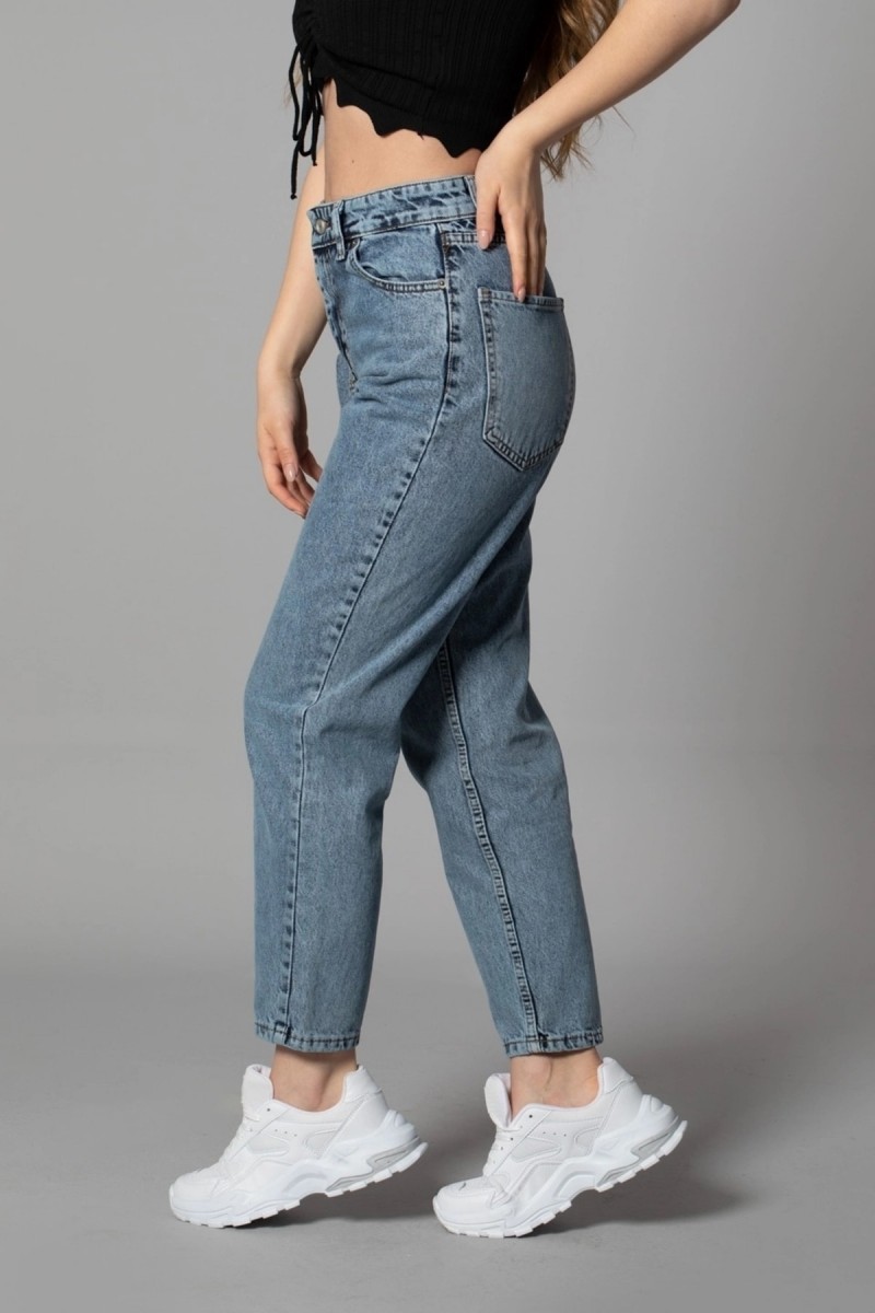 Mavi Orta Kar More Likely Yüksek Bel Mom Jeans