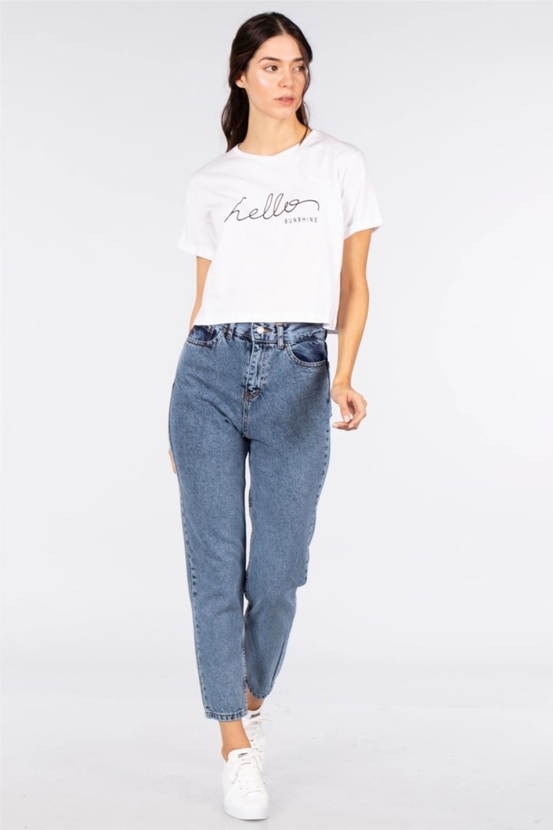 Mavi Orta Kar More Gold Likely Yüksek Bel Mom Jeans